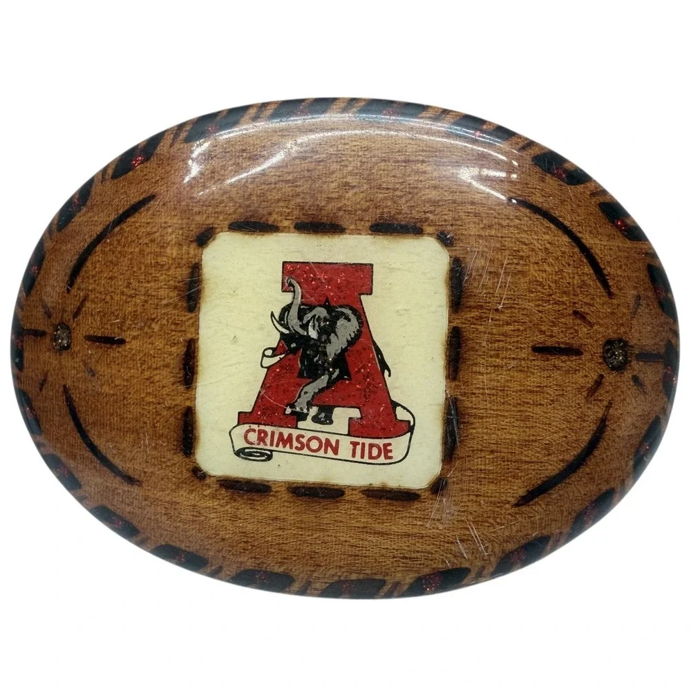 VTG University Of Alabama‎ Roll Tide Wooden With Clear Coating Belt Buckle